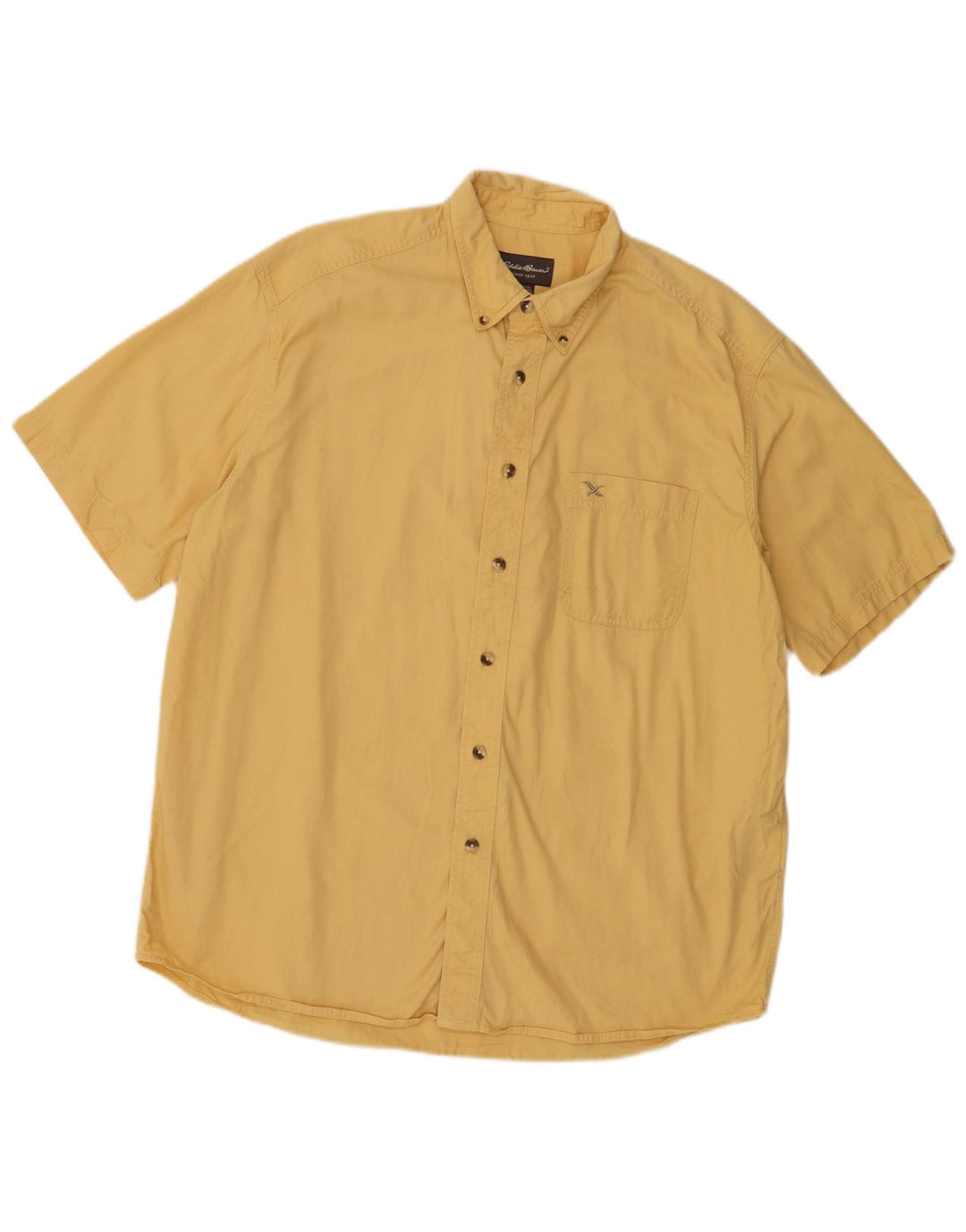 Camisa masculina de manga curta Eddie Bauer grande algodão amarelo