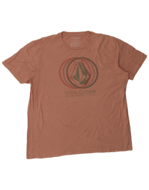 Camiseta gráfica masculina Volcom Top 2XL algodão rosa