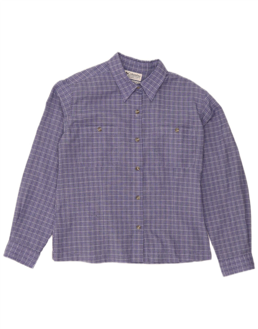 Camisa feminina Columbia UK 14 poliéster xadrez azul médio