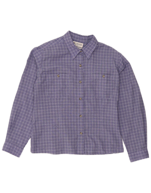 Camisa feminina Columbia UK 14 poliéster xadrez azul médio