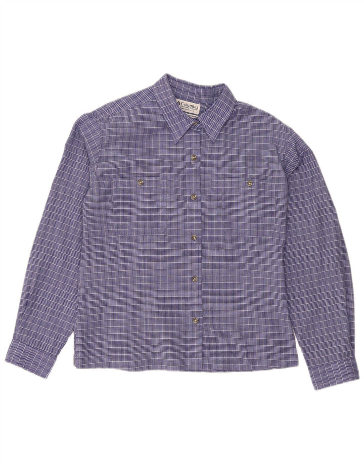 Camisa feminina Columbia UK 14 poliéster xadrez azul médio