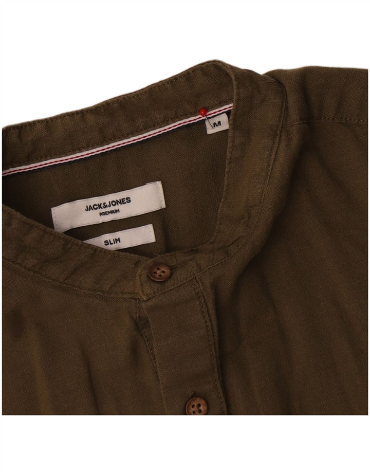 Camisa pulôver masculina Jack & Jones Premium Slim de algodão cáqui médio