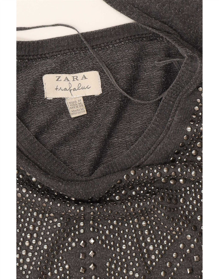 Zara Womens Trafaluc Moletom Jumper Reino Unido 14 Médio Cinza