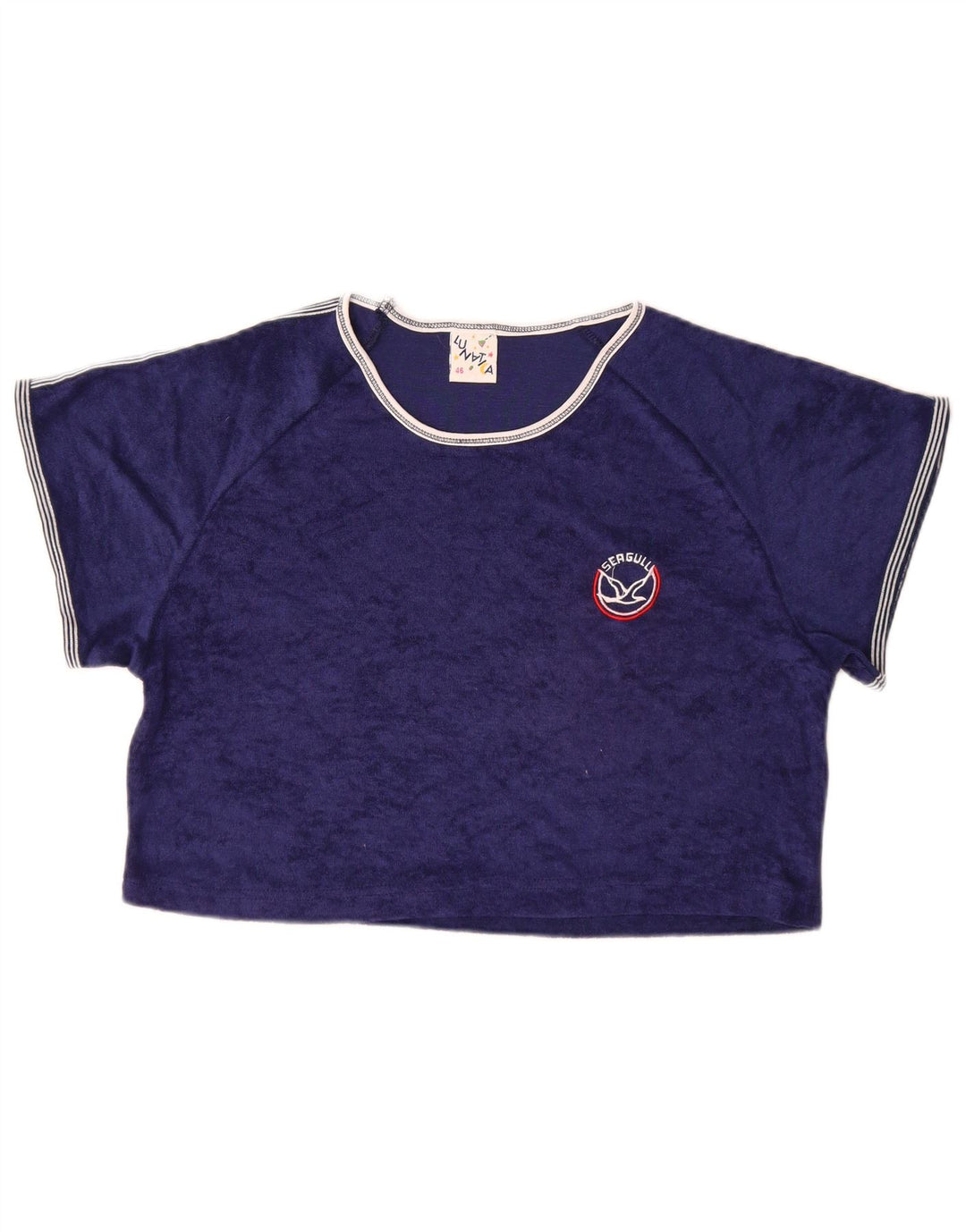 Blu Nauta Crop Top Feminino IT 46 Grande Algodão Azul