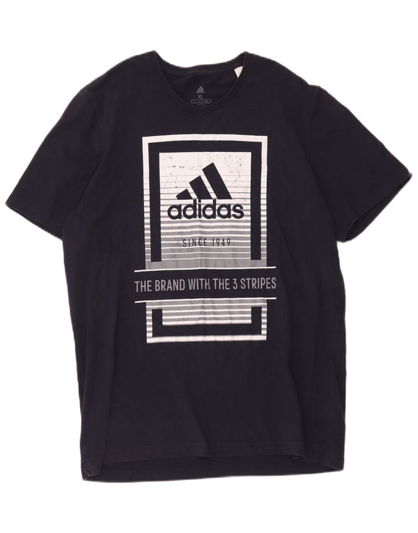 Adidas Mens Graphic T-Shirt Top XL Azul Marinho Algodão