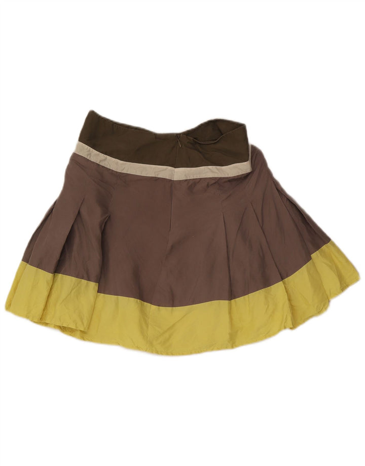 Saia de tênis feminina Max & Co. W28 seda colorblock marrom médio
