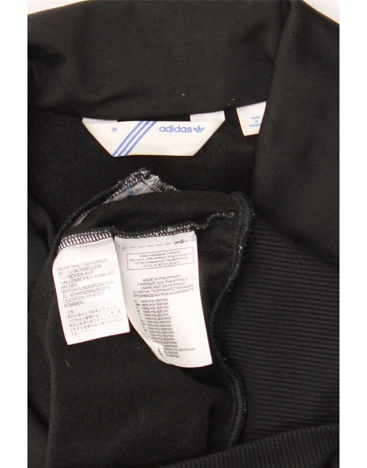 Adidas Womens Graphic Tracksuit Top Jacket EU 38 Pequeno Poliéster Preto