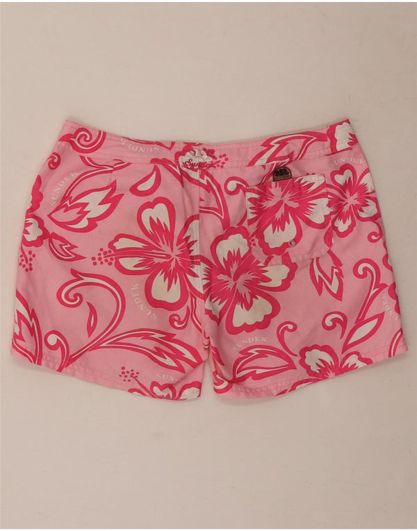 Shorts de natação Sundek para meninas 13-14 anos W29 poliéster floral rosa