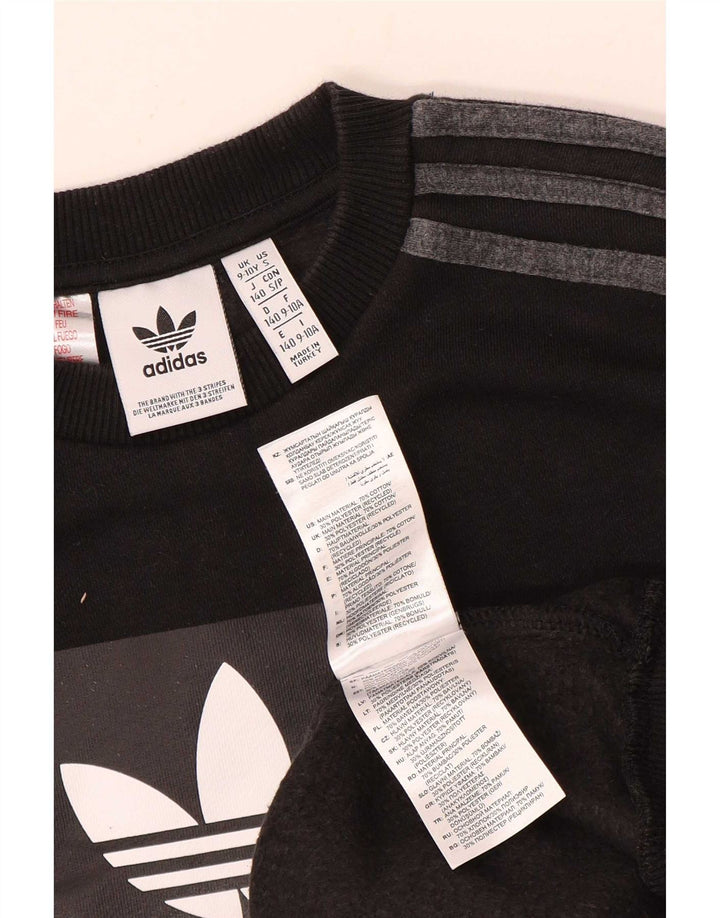 Suéter gráfico Adidas Boys 9-10 anos algodão preto
