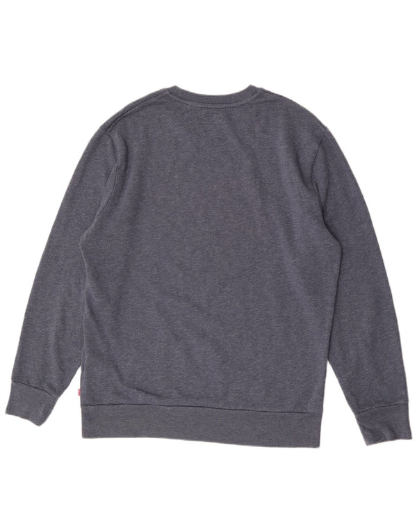 Moletom gráfico masculino Levi's Jumper XL azul marinho algodão manchado