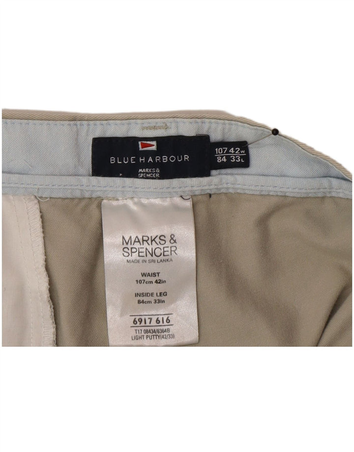 Calça chino reta feminina Marks & Spencer Blue Harbor W42 L33 cinza