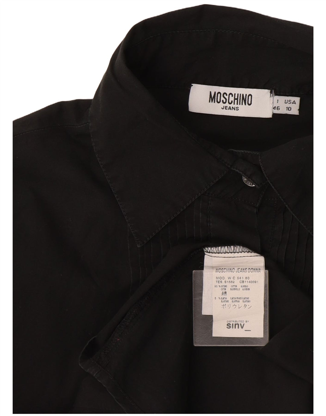 Camisa feminina Moschino com babados na frente IT 46 grande algodão cinza