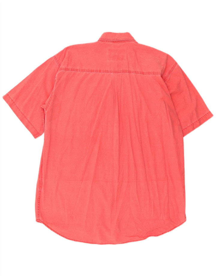 Camisa masculina vintage com ajuste relaxado grande rosa algodão