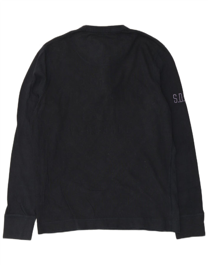 Top gráfico masculino Superdry manga comprida XL azul marinho algodão