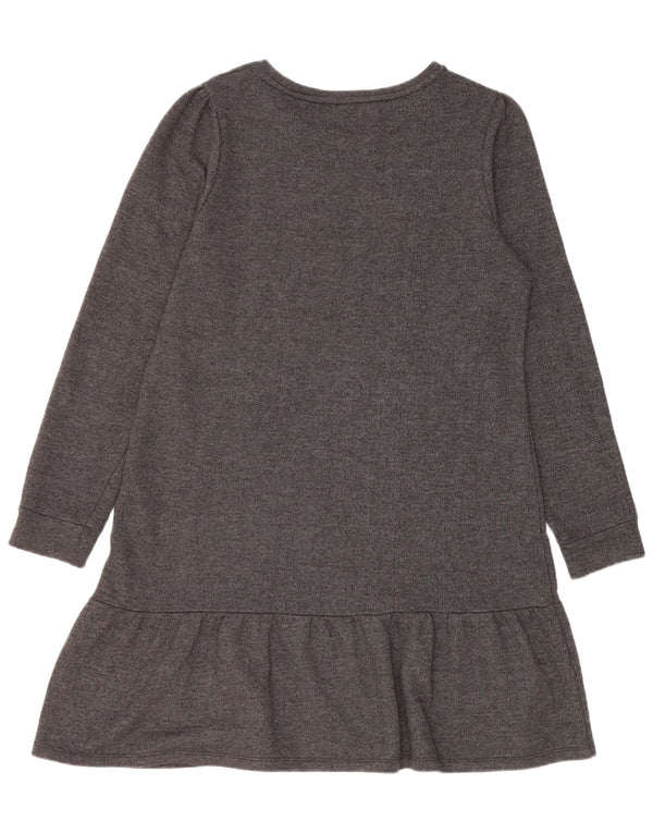Vestido feminino de manga comprida White Stuff UK 14 algodão cinza grande