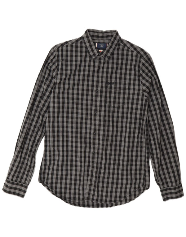 Camisa masculina Superdry Osaka cinza médio algodão guingão