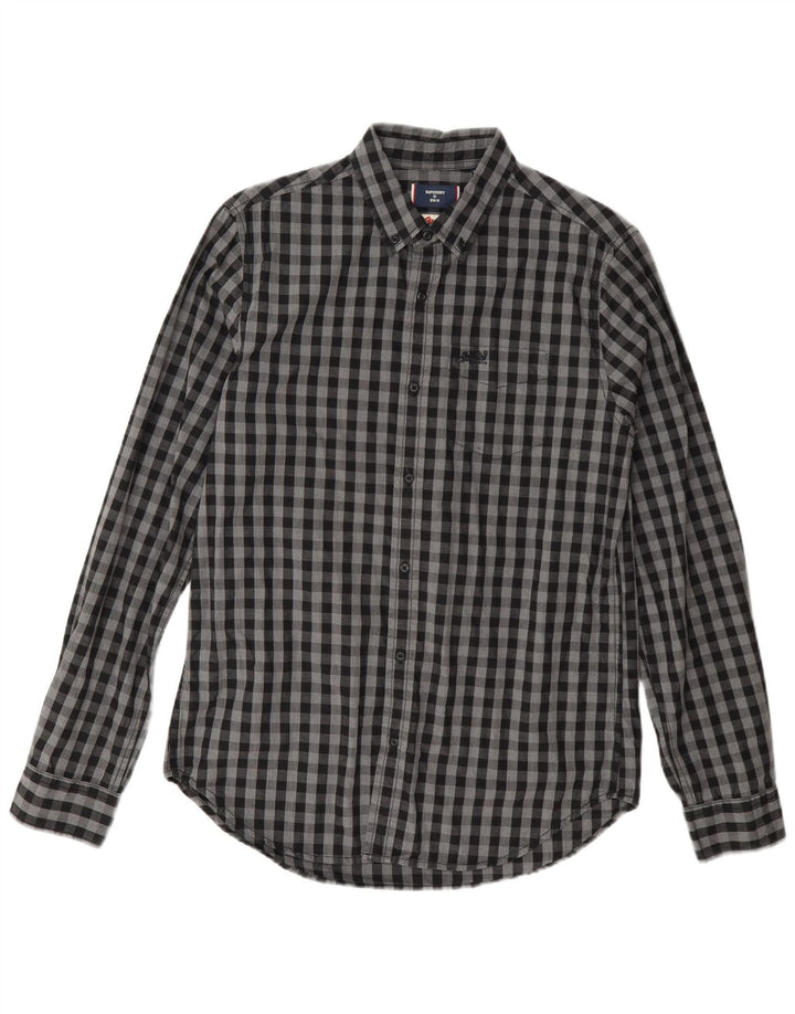 Camisa masculina Superdry Osaka cinza médio algodão guingão
