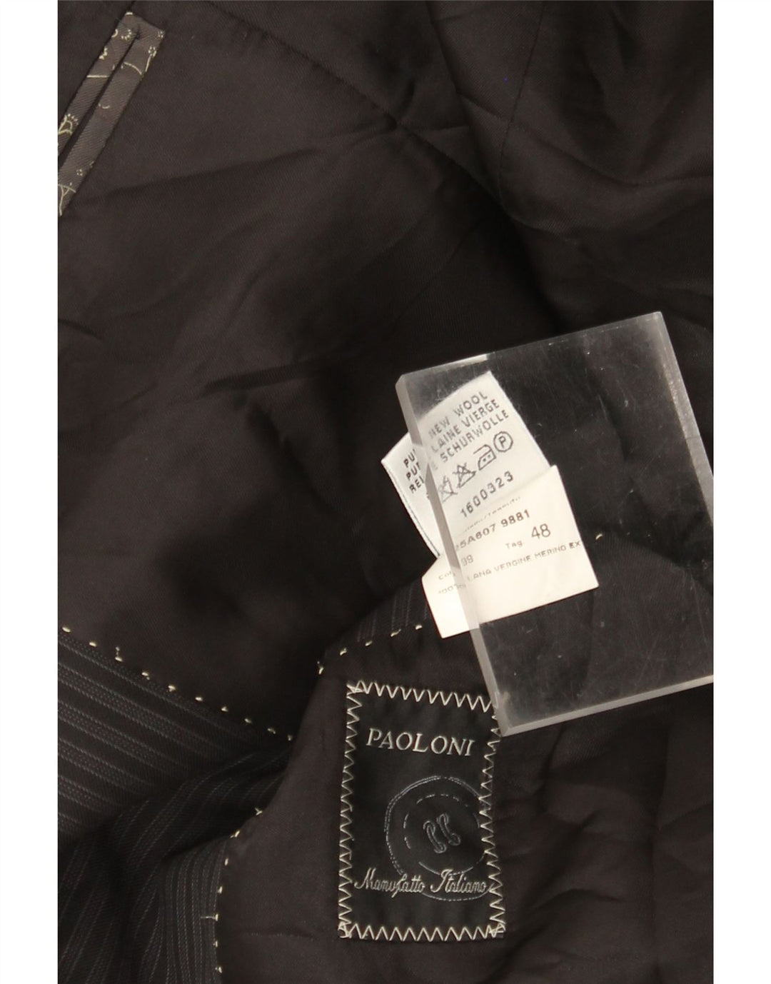 Jaqueta blazer masculina Paoloni com 3 botões IT 48 risca de giz preta média