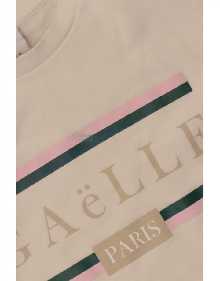 Suéter gráfico feminino Gaelle UK 14 algodão branco médio