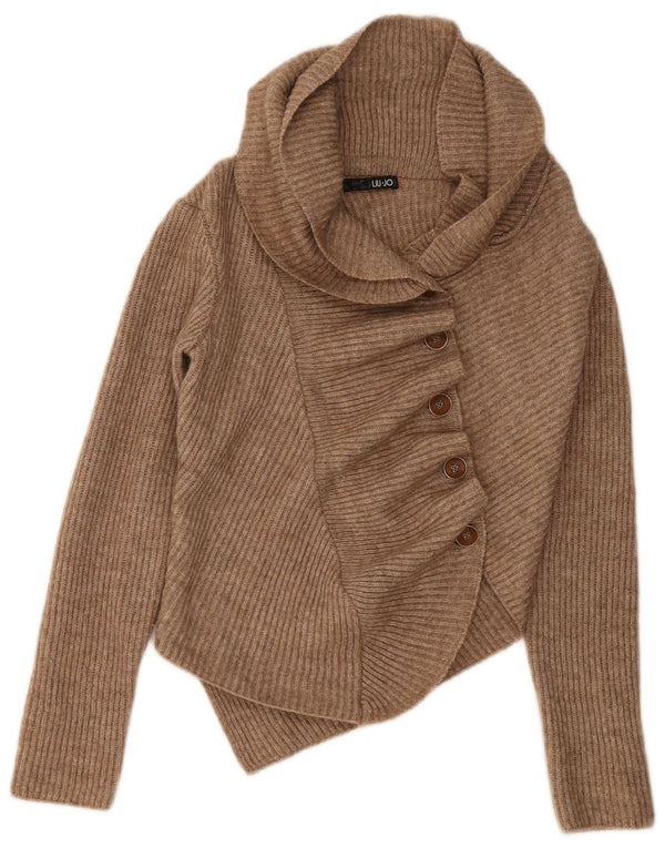 Liu Jo Suéter cardigan assimétrico feminino IT 40 pequeno marrom acrílico