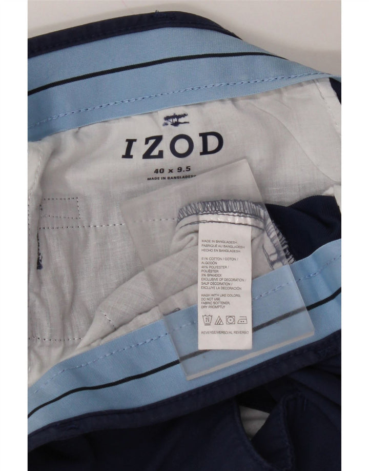 IZOD Mens Chino Shorts W40 XL Algodão Azul Marinho