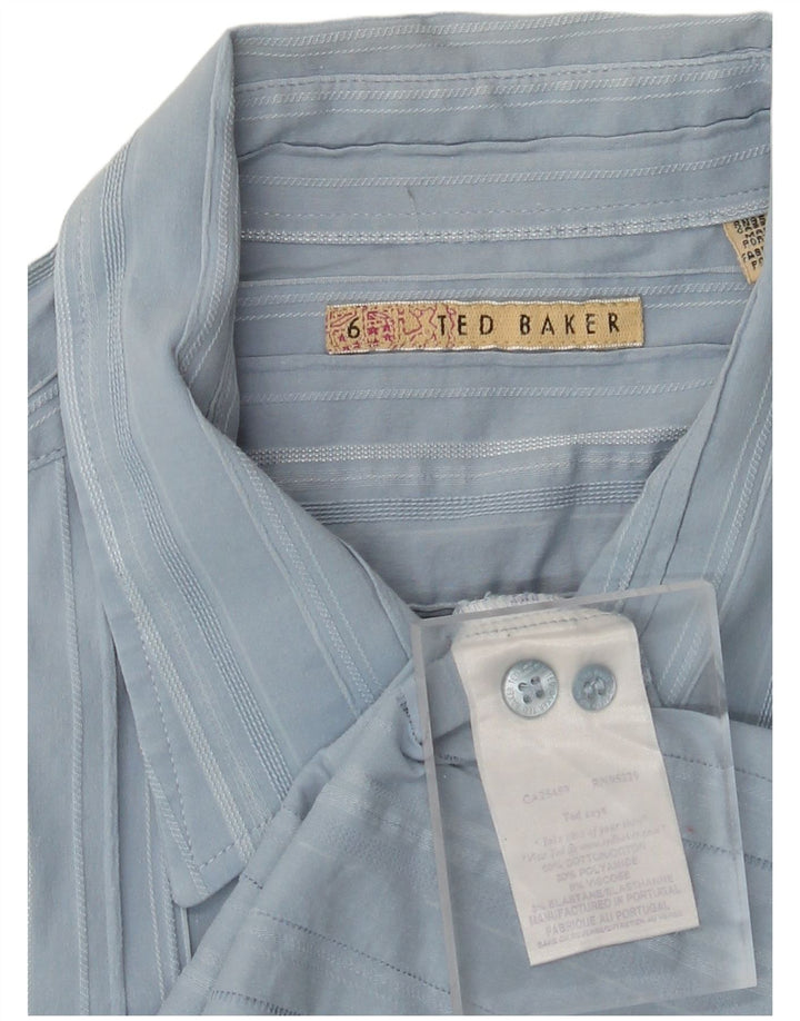 Camisa masculina TED BAKER tamanho 6 2XL algodão listrado azul