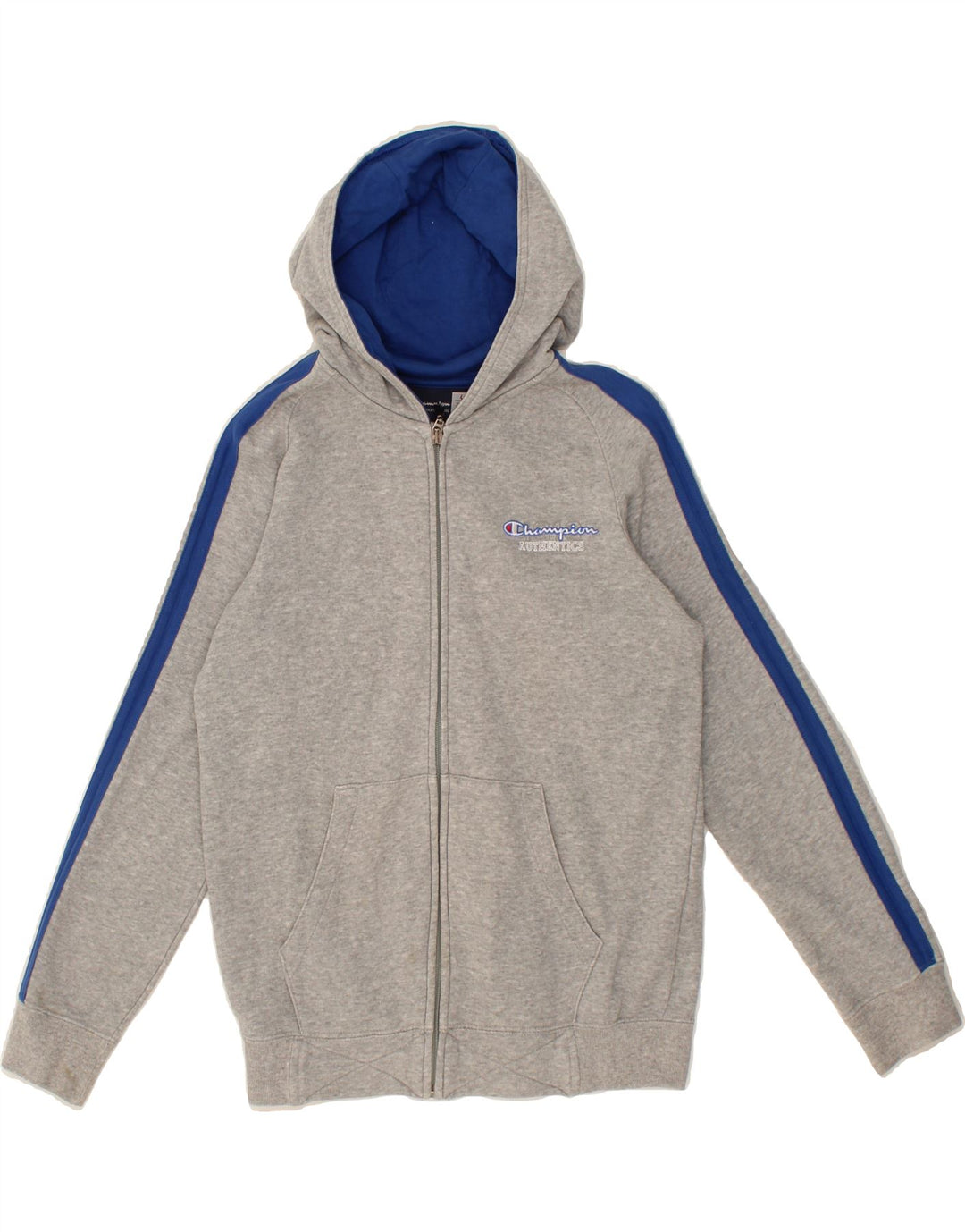 CHAMPION Boys Zip Hoodie Sweater 11-12 Years Large  Grey Colourblock Vintage Champion and Second-Hand Champion from Messina Hembry 