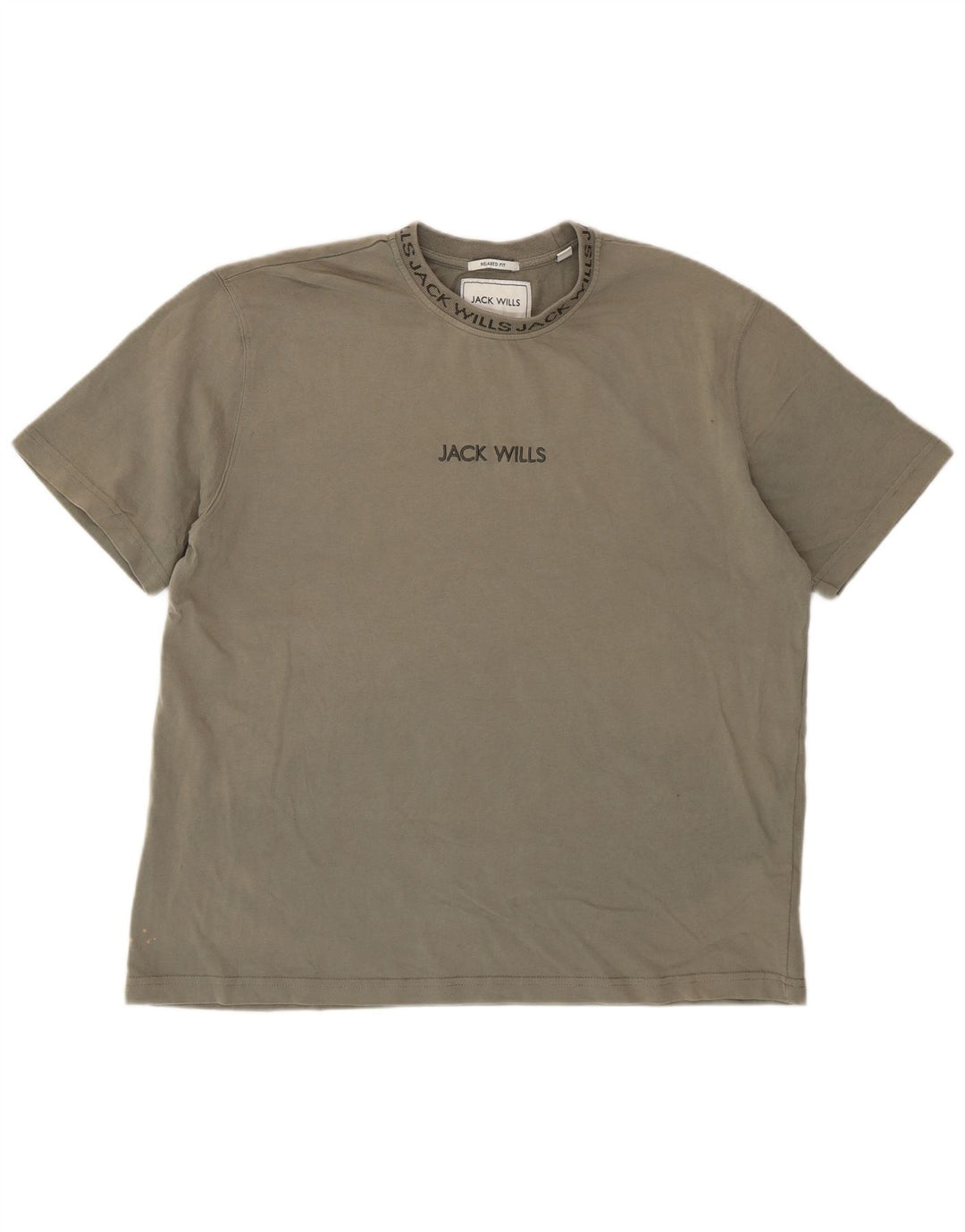 Camiseta masculina Jack Wills com ajuste relaxado, algodão cáqui médio