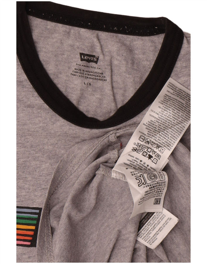 Camiseta gráfica masculina Levi's Top grande algodão manchado cinza