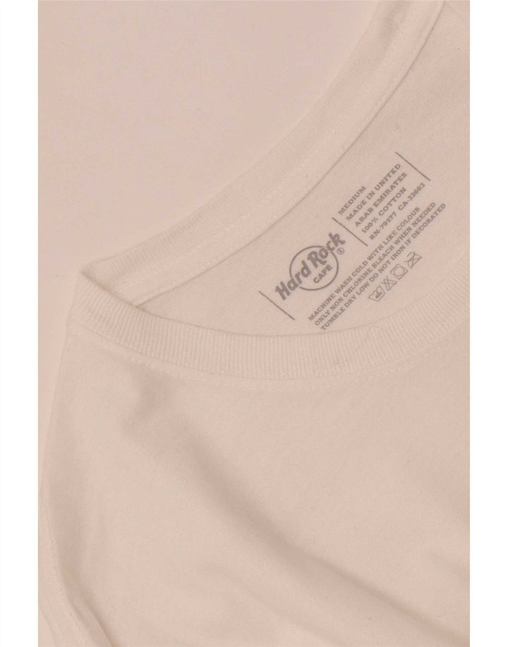 Camiseta masculina Hard Rock Cafe Dublin com estampa gráfica de algodão branco médio