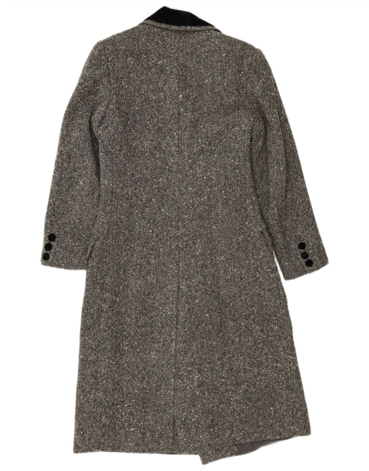 Casaco feminino vintage com peito duplo Reino Unido 16 grande cinza manchado