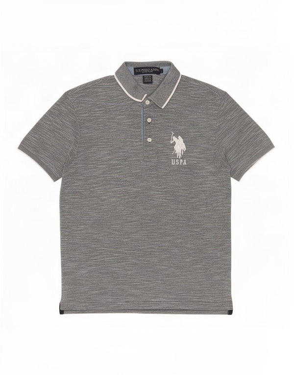 U.S. Polo Assn. Mens Slim Fit Polo Shirt Small Grey Flecked Cotton