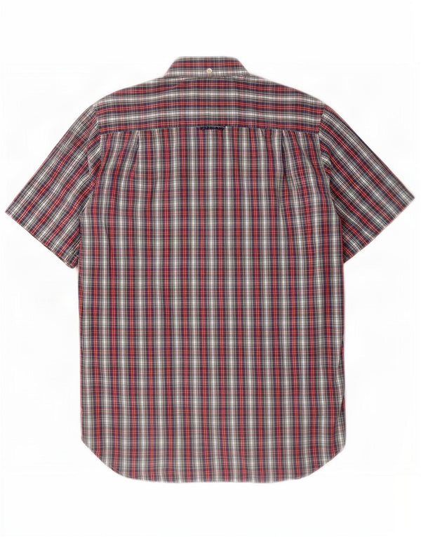 Camisa masculina Superdry de manga curta média xadrez multicolorida de algodão