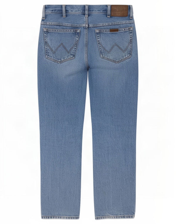 Wrangler Mens Regular Fit Jeans Reta W33 L30 Azul Algodão