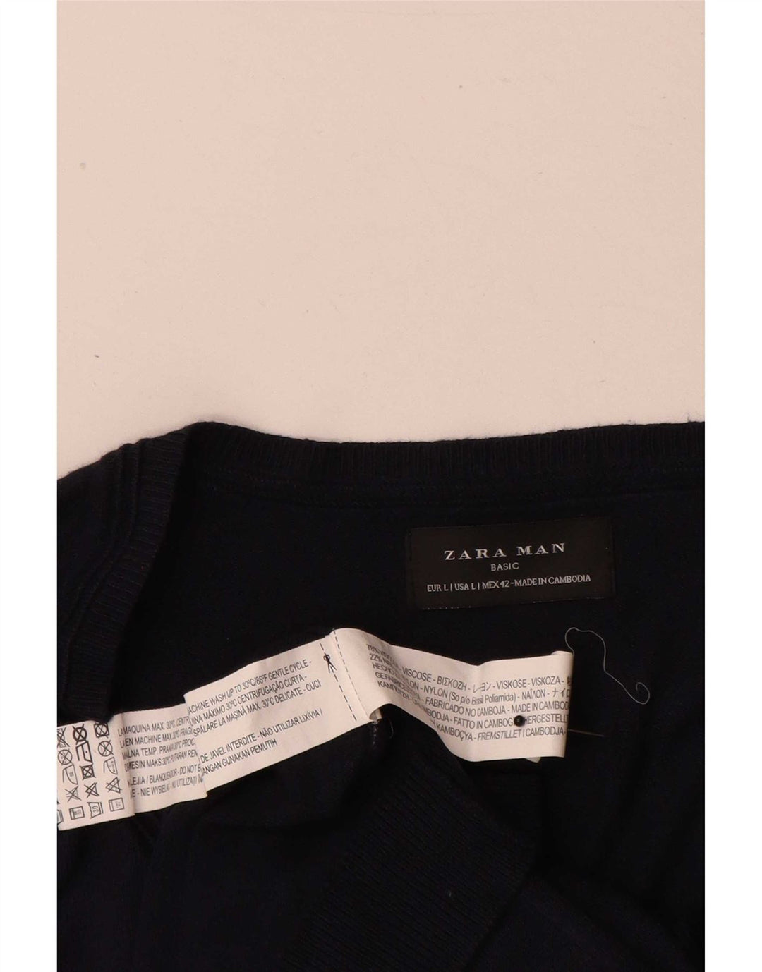 Suéter masculino Zara com decote em V grande viscose azul marinho