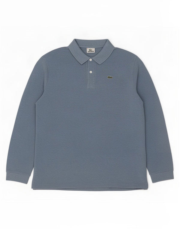 Camisa polo masculina de manga comprida Lacoste tamanho 8 3XL azul