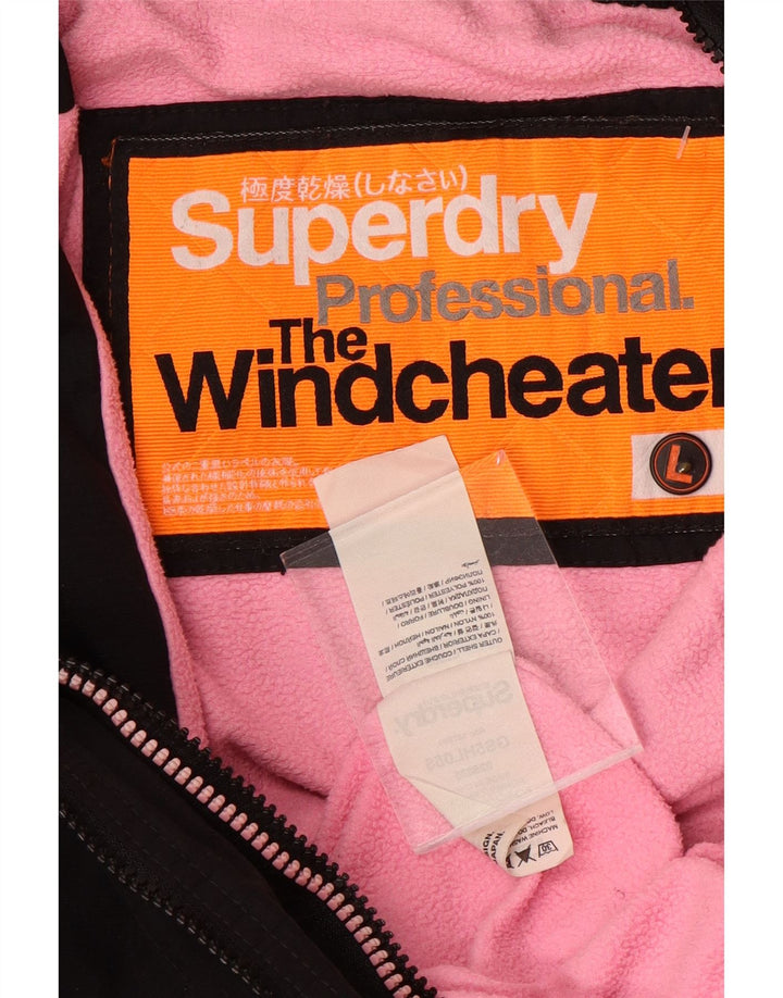 Jaqueta corta-vento feminina SUPERDRY The Windcheater UK 16 grande preta