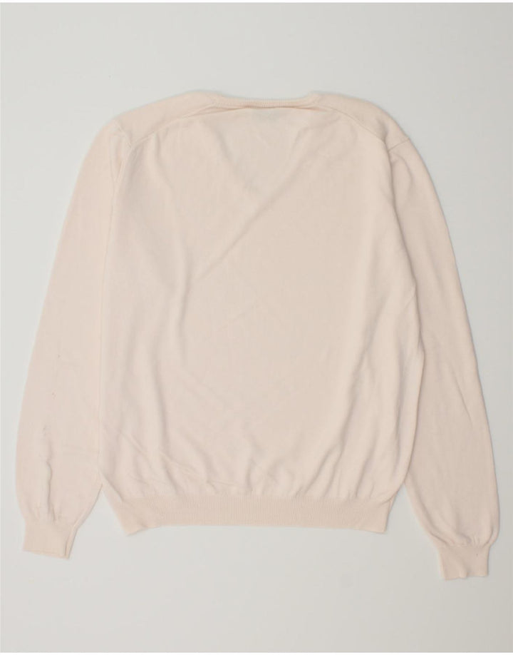 BENETTON Mens V-Neck Jumper Sweater Medium Pink Vintage Benetton and Second-Hand Benetton from Messina Hembry 