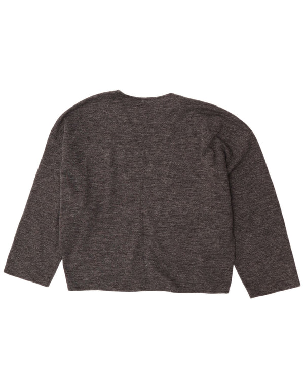 Zara Suéter feminino manga 3/4 com decote em V Reino Unido 16 grande cinza manchado