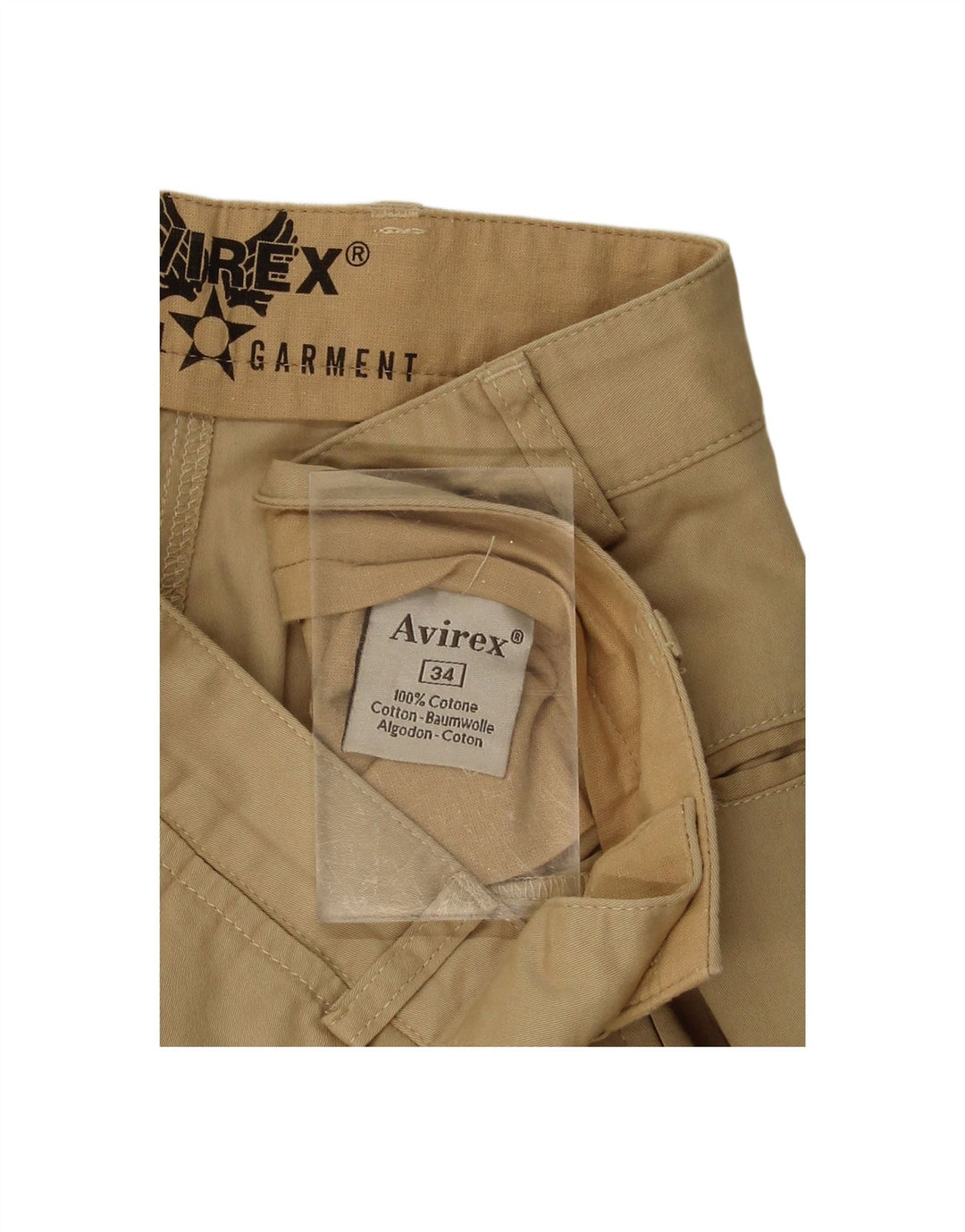 Calça chino reta masculina AVIREX W34 L31 algodão bege