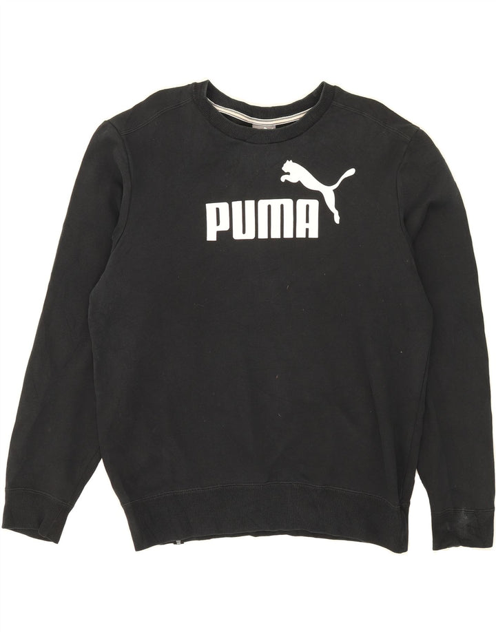 PUMA Mens Graphic Sweatshirt Jumper Small Black Cotton Vintage Puma and Second-Hand Puma from Messina Hembry 