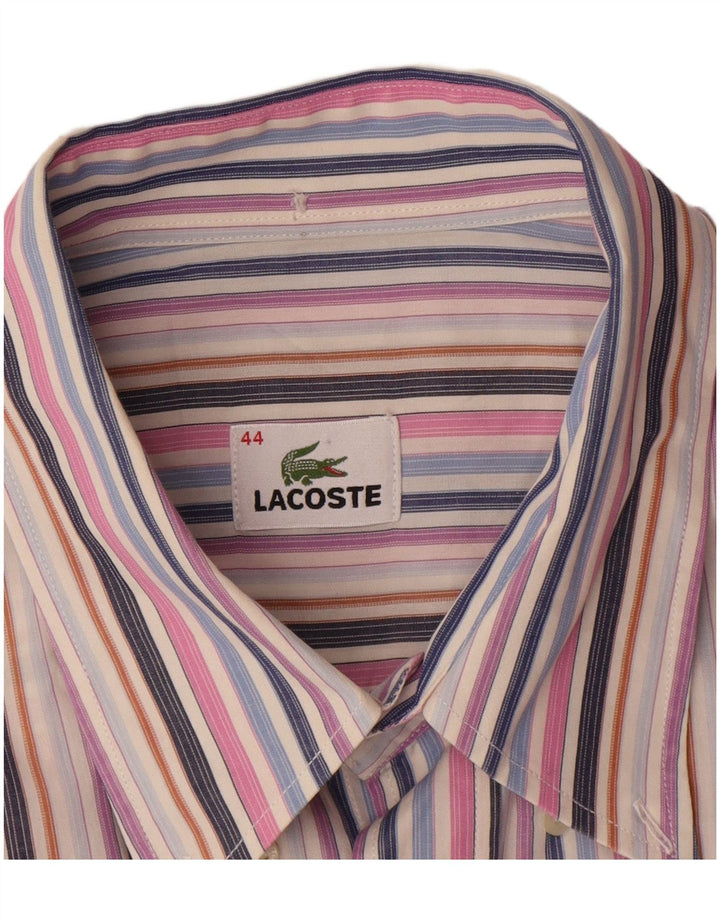 Camisa masculina LACOSTE tamanho 44 XL algodão listrado multicolorido