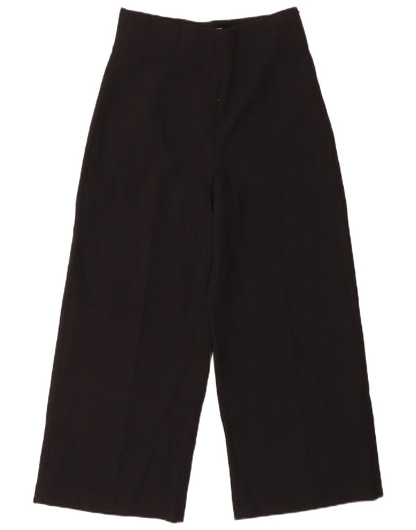 Zara Calça feminina casual de perna larga médio W28 L25 preta