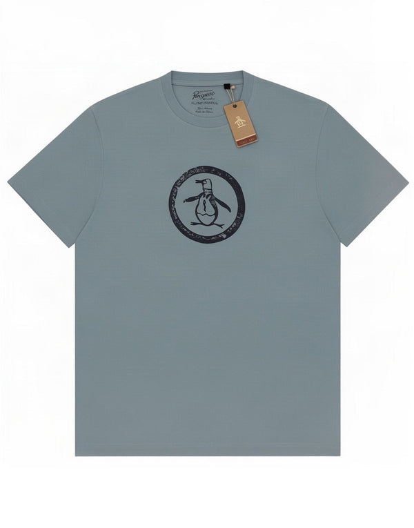 Camiseta gráfica masculina Penguin Top XL algodão azul