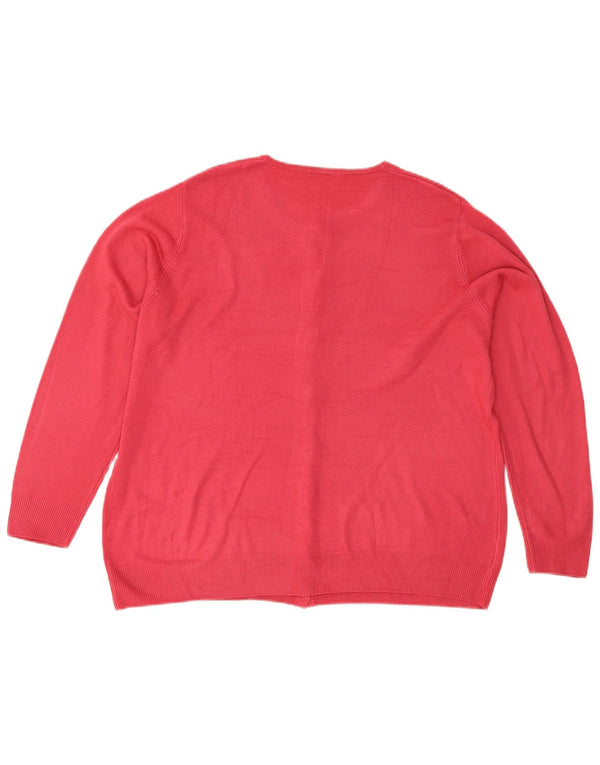 Suéter cardigã feminino Marks & Spencer UK 22 3XL rosa acrílico