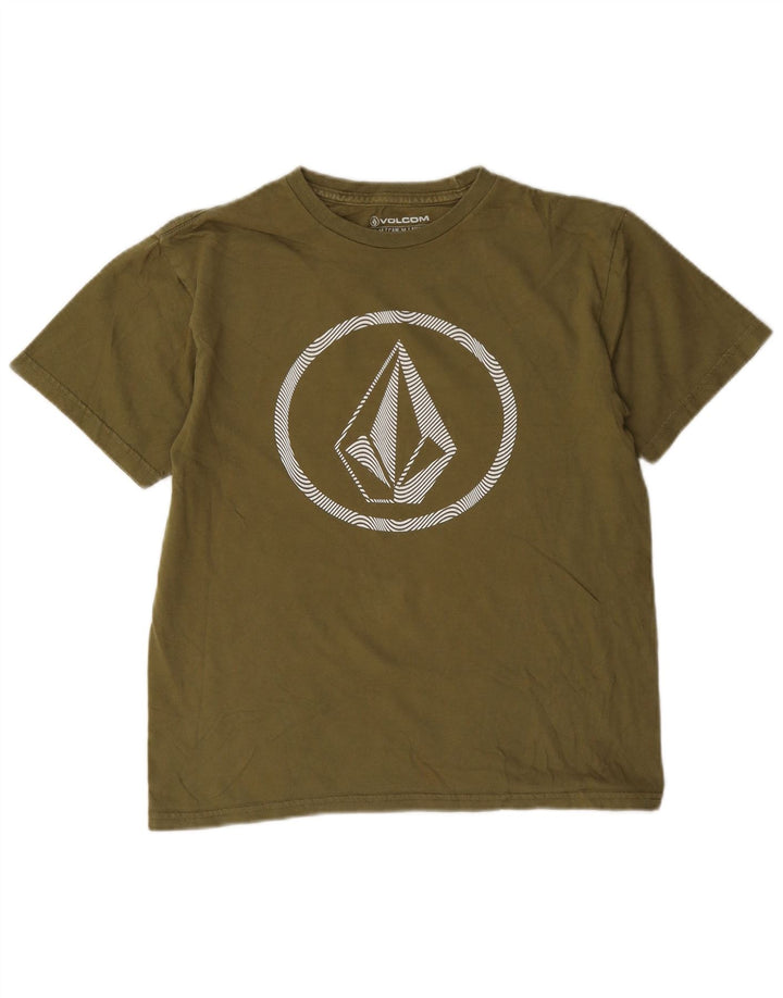 Camiseta gráfica masculina Volcom 11-12 anos algodão cáqui médio