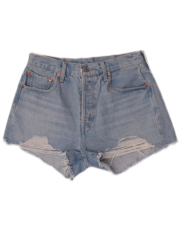 Calça jeans feminina Levi's 501 desgastada W28 azul médio