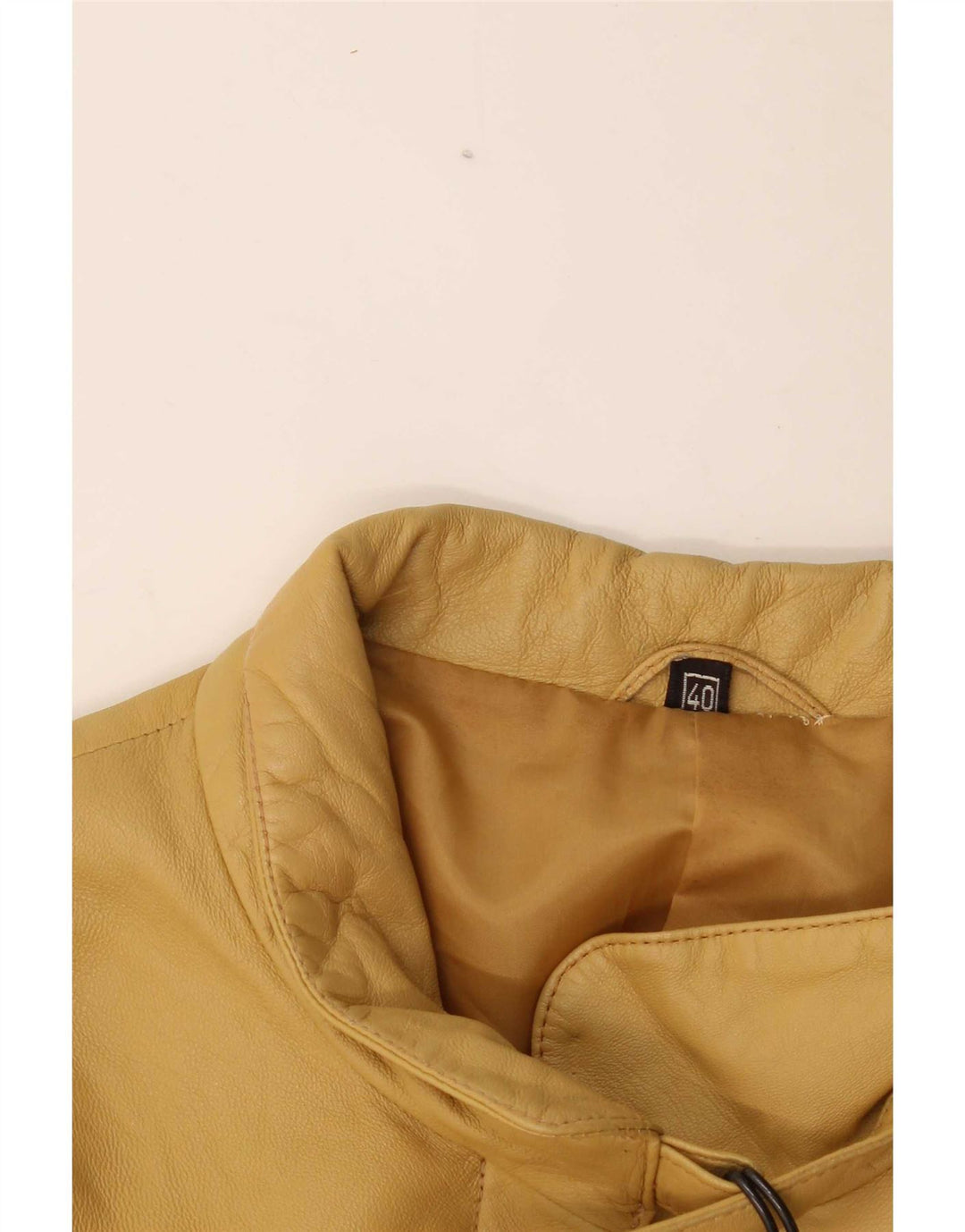 Jaqueta de couro feminina vintage EU 40 couro amarelo médio