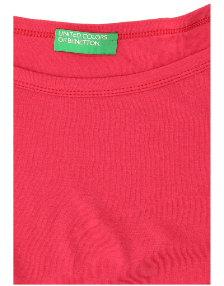 Top feminino BENETTON manga 3/4 UK 14 grande vermelho