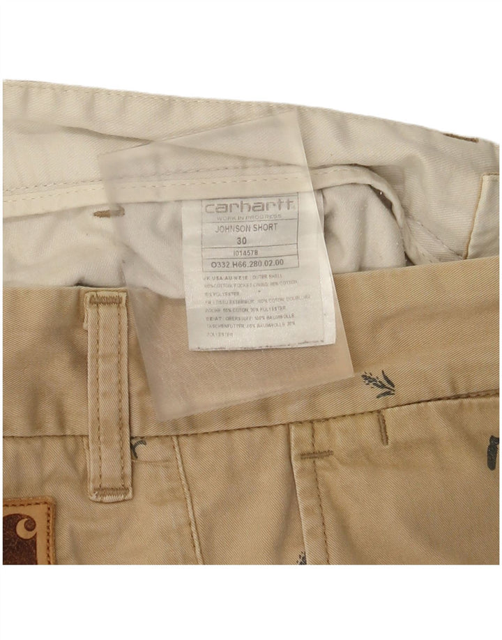 Carhartt Mens Abstract Pattern Chino Shorts W30 Algodão Bege Médio